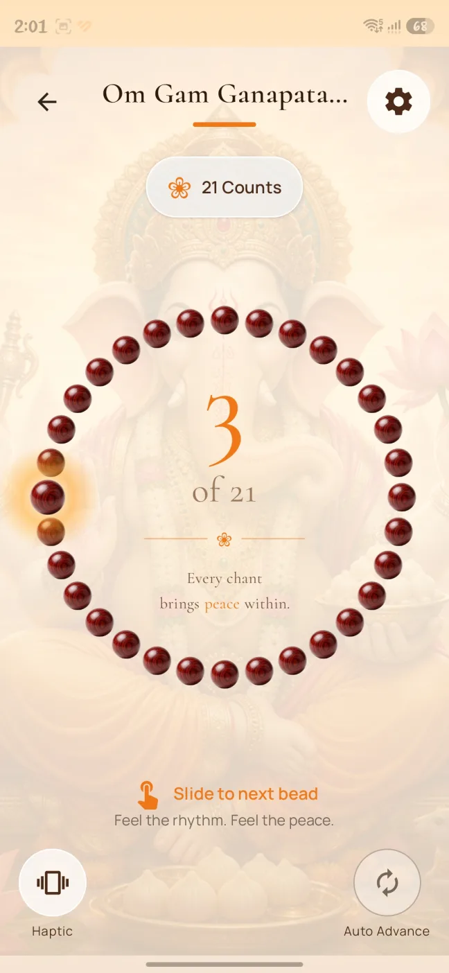 Guided Chantly session with a 21-bead mala and count progress