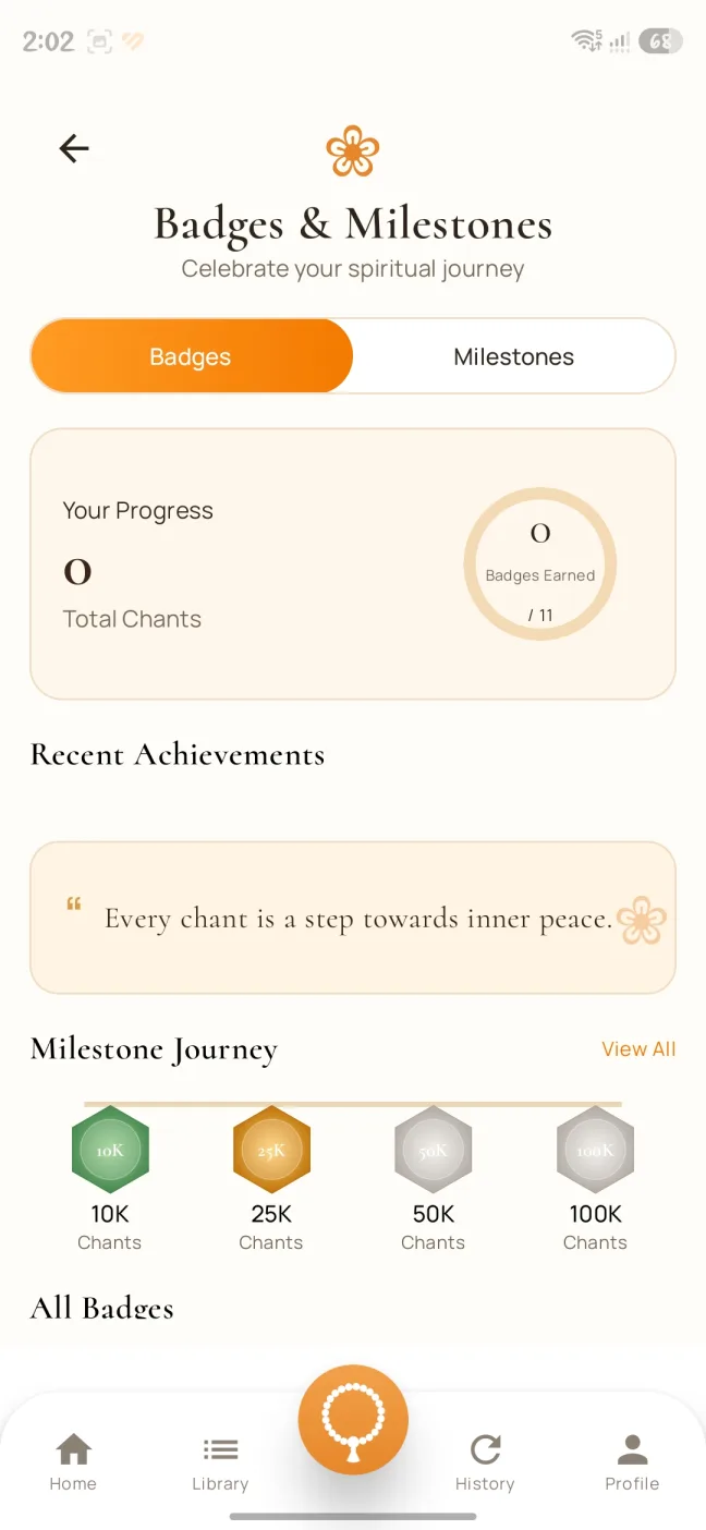 Chantly badges and chant milestone journey